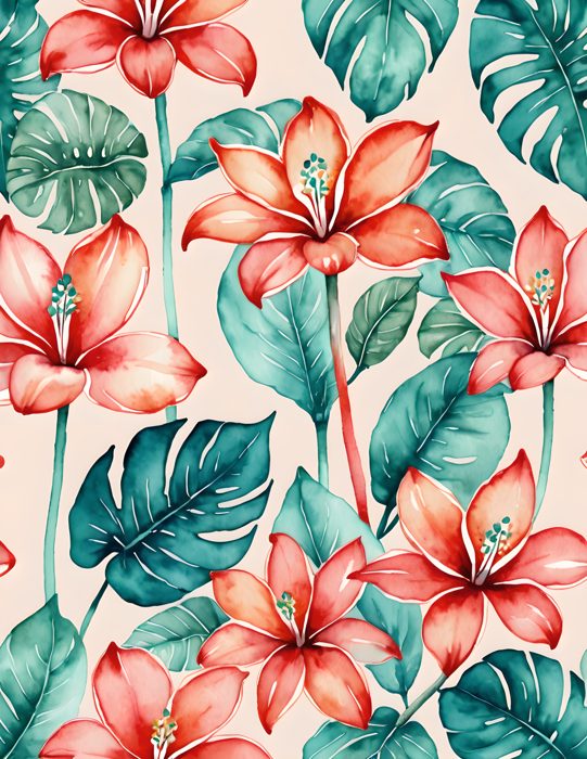 Tropical floral all-over pattern