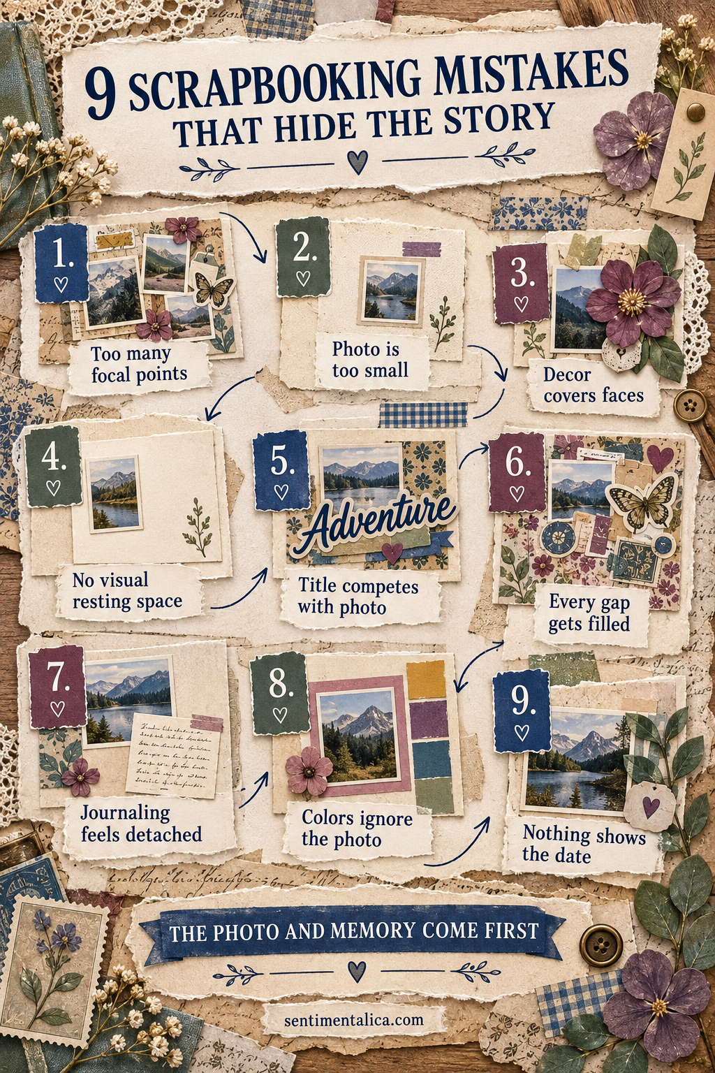 Nine scrapbooking mistakes that can hide the story