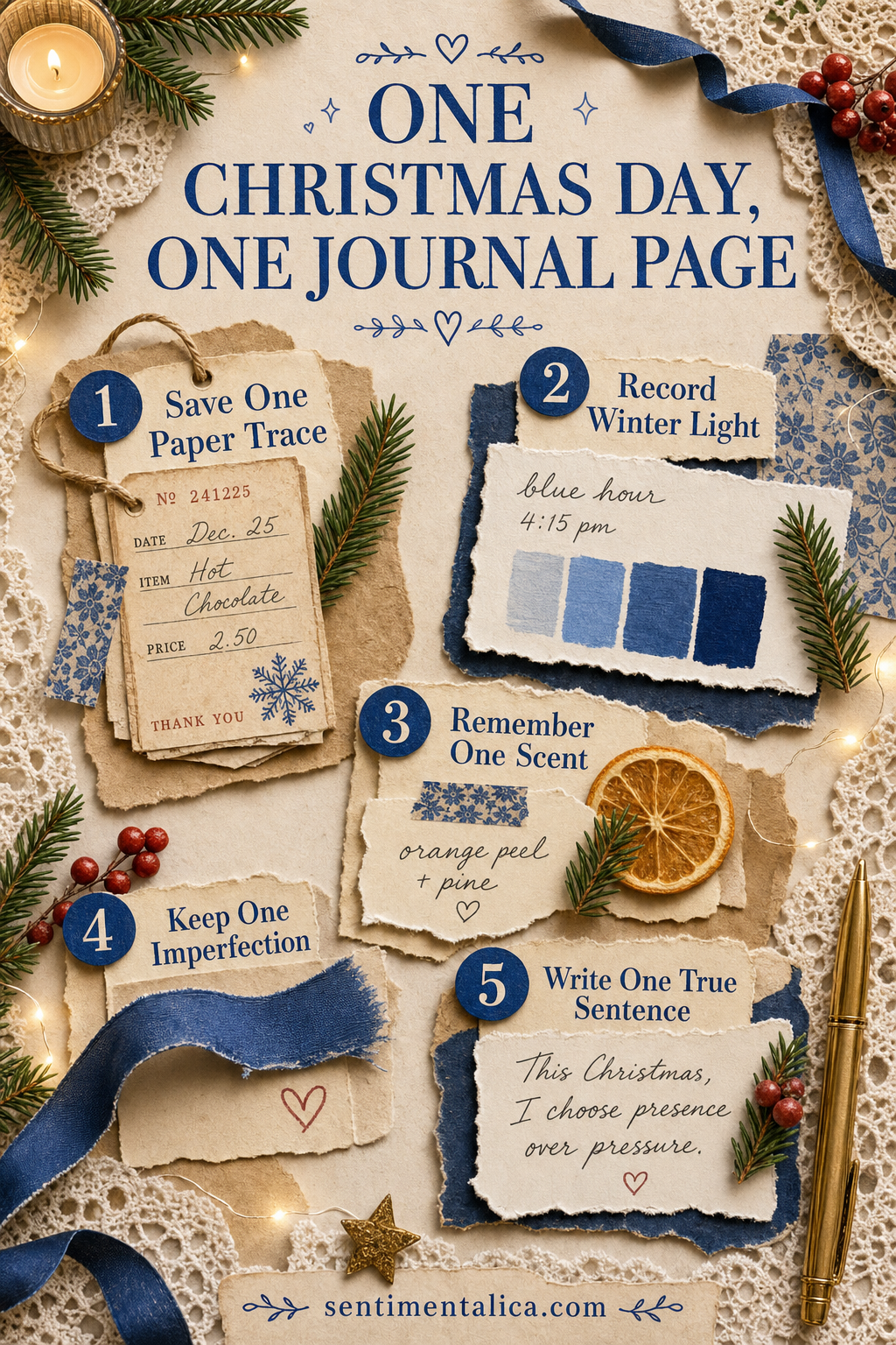 Five-part Christmas junk journal guide made from one ordinary day at home