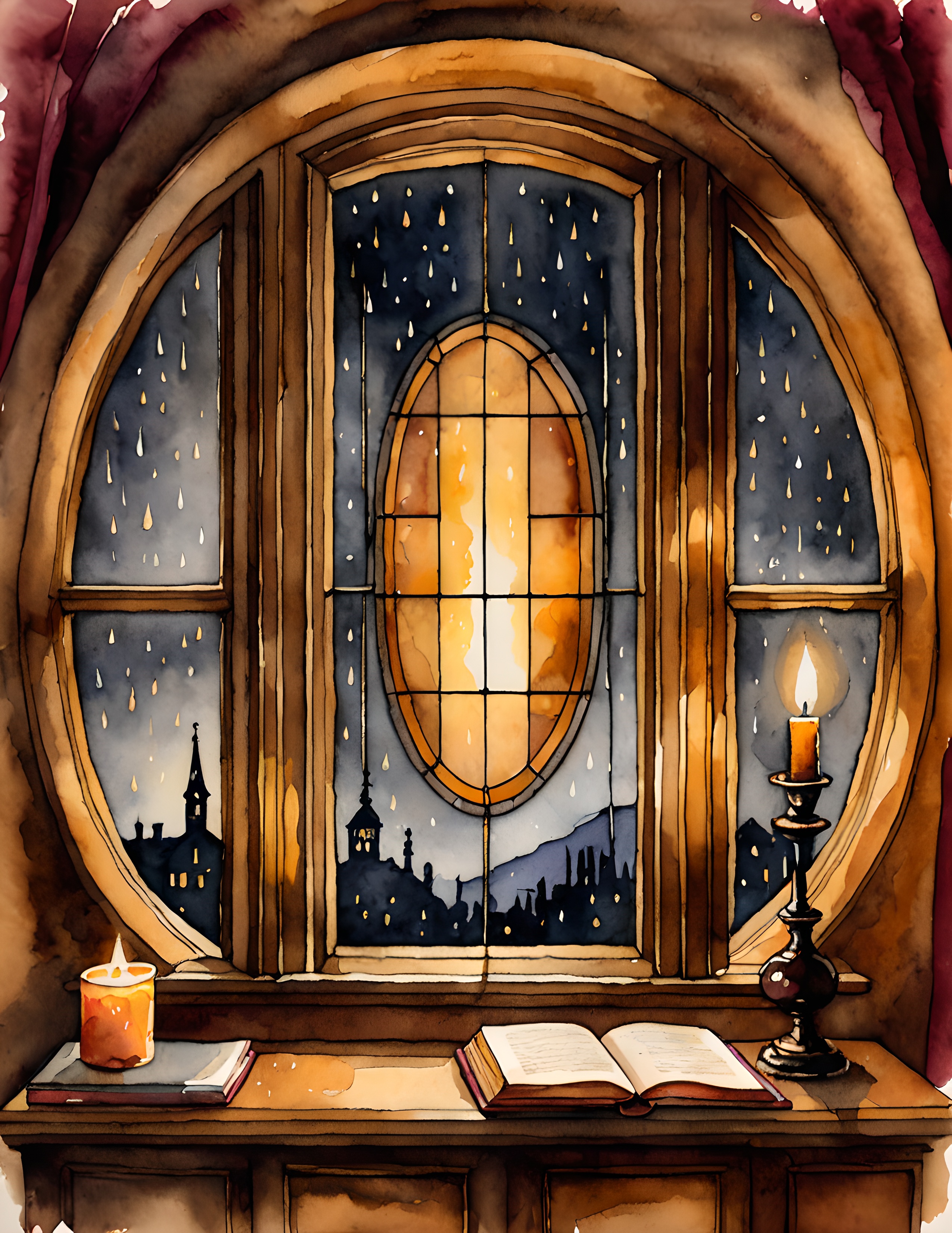 Real Book Nook page with a candlelit window and an open book