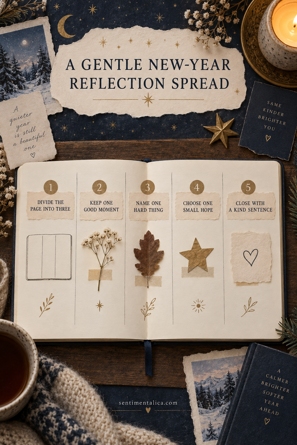 Step-by-step guide for a gentle new-year reflection spread