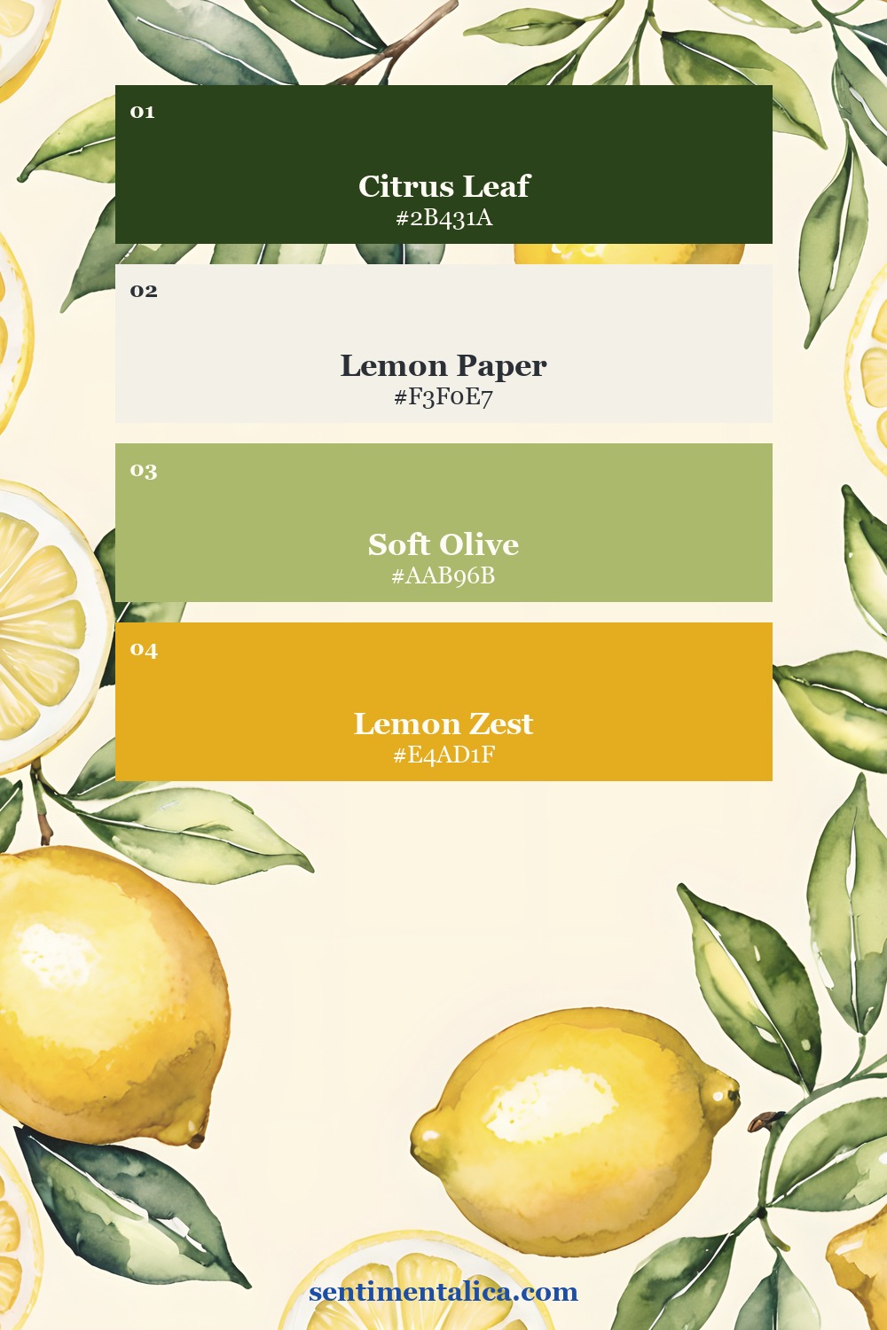Lemon Zest palette sampled from a real citrus printable page
