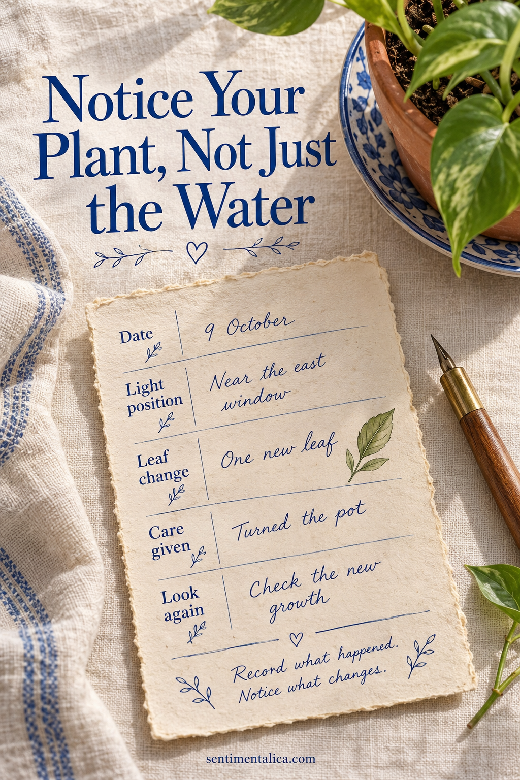 Illustrated a plant-care journal that remembers more than watering guide