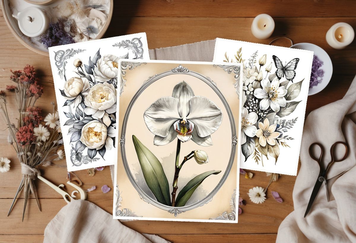 Layering silvered fern papers and lace trim into a wedding journal page
