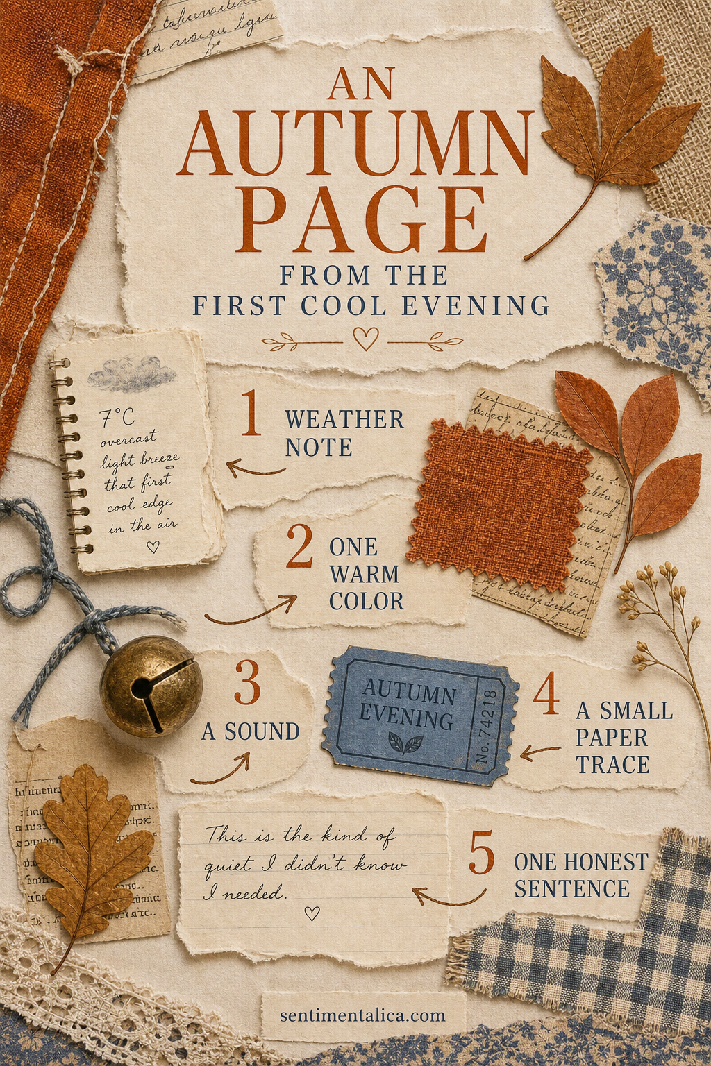 Infographic showing five details for an autumn memory page