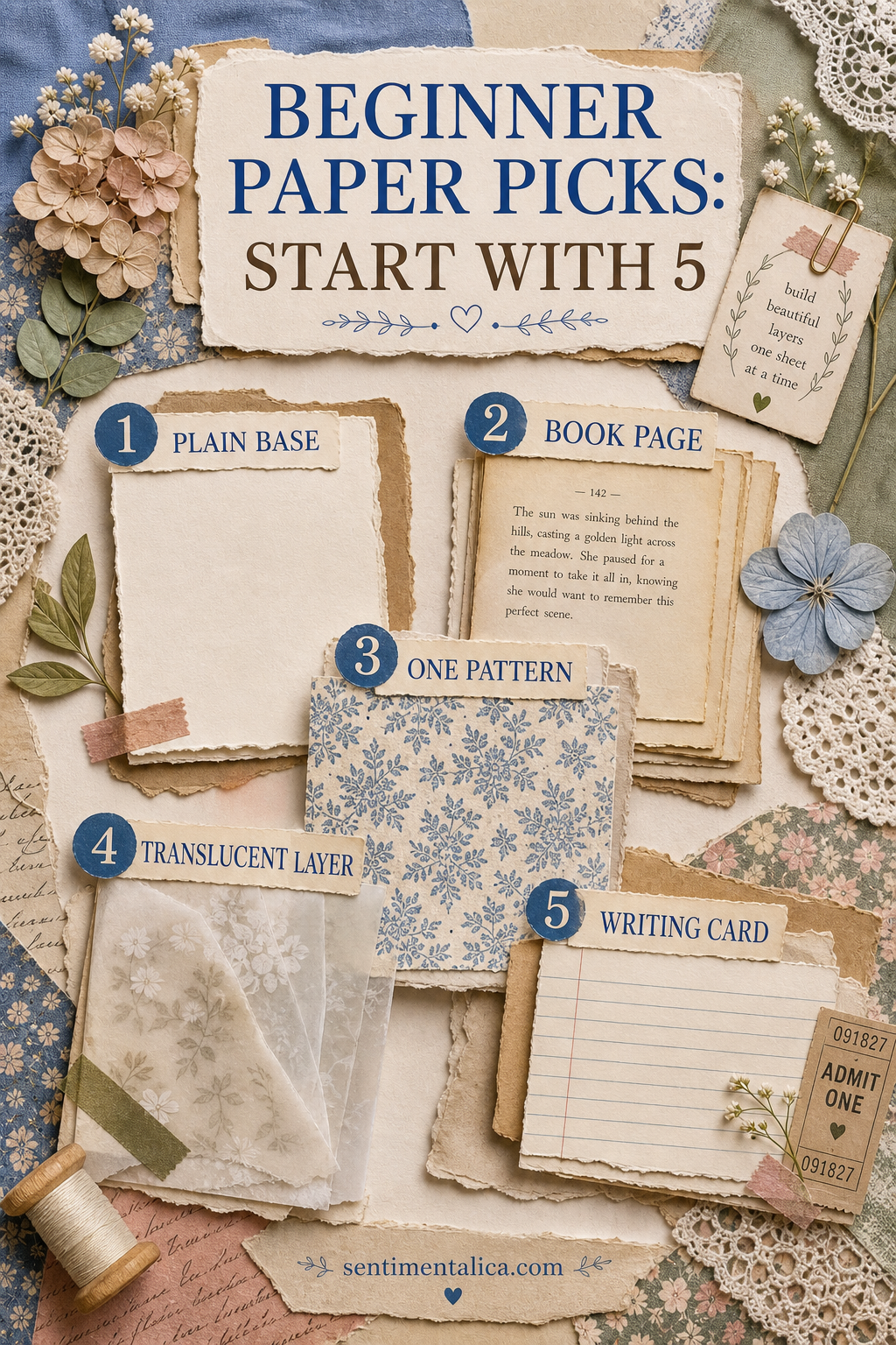 Five useful paper types for beginning a junk journal