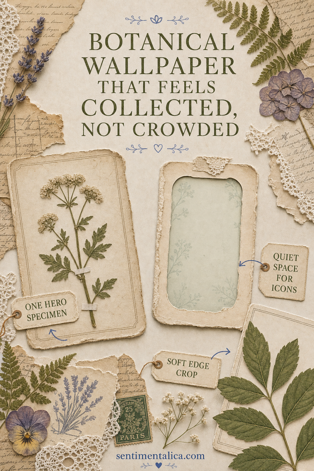 Botanical wallpaper infographic showing a clear specimen, quiet background, and useful negative space