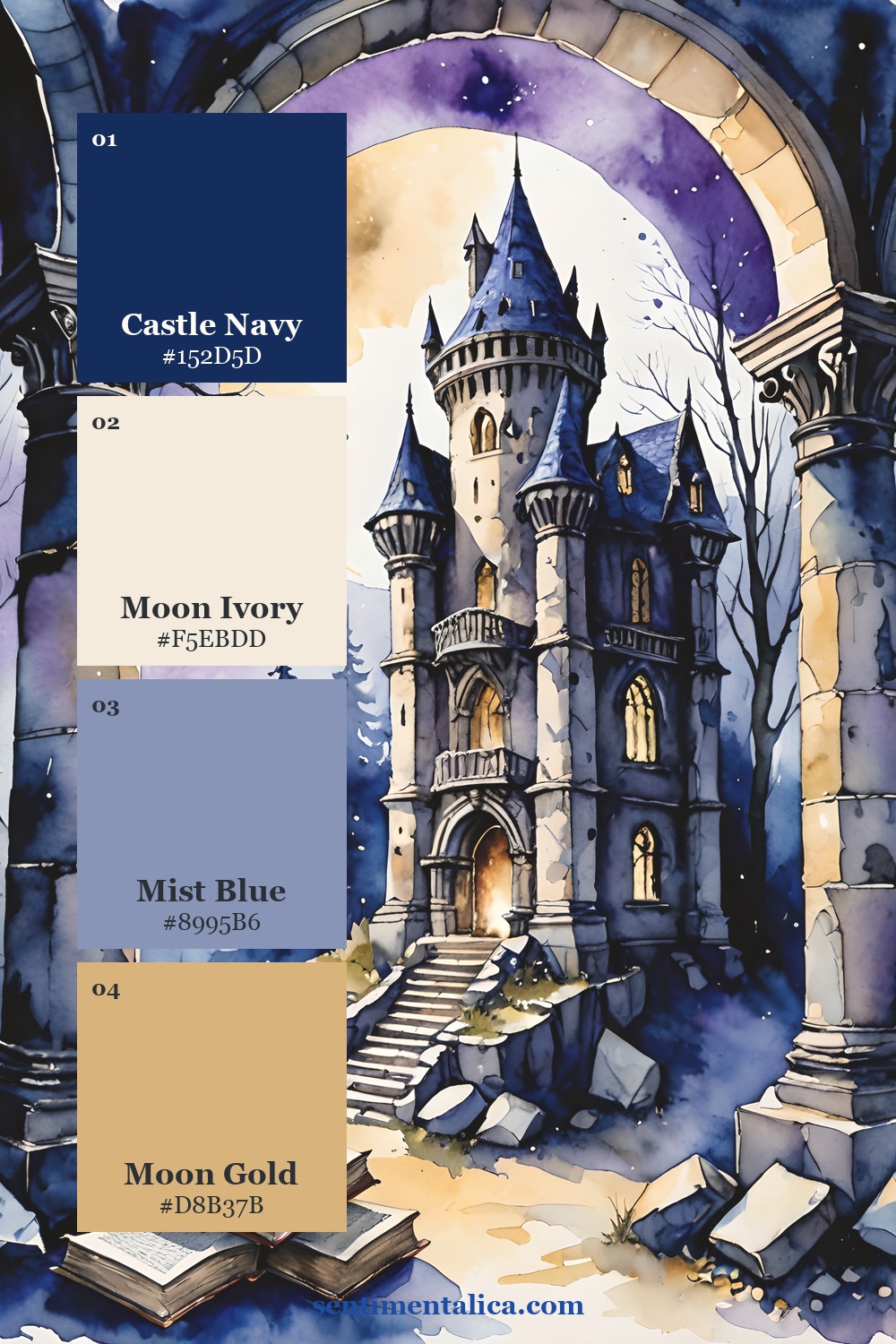 Curated colors drawn from a distinct real Spell Cast watercolor image