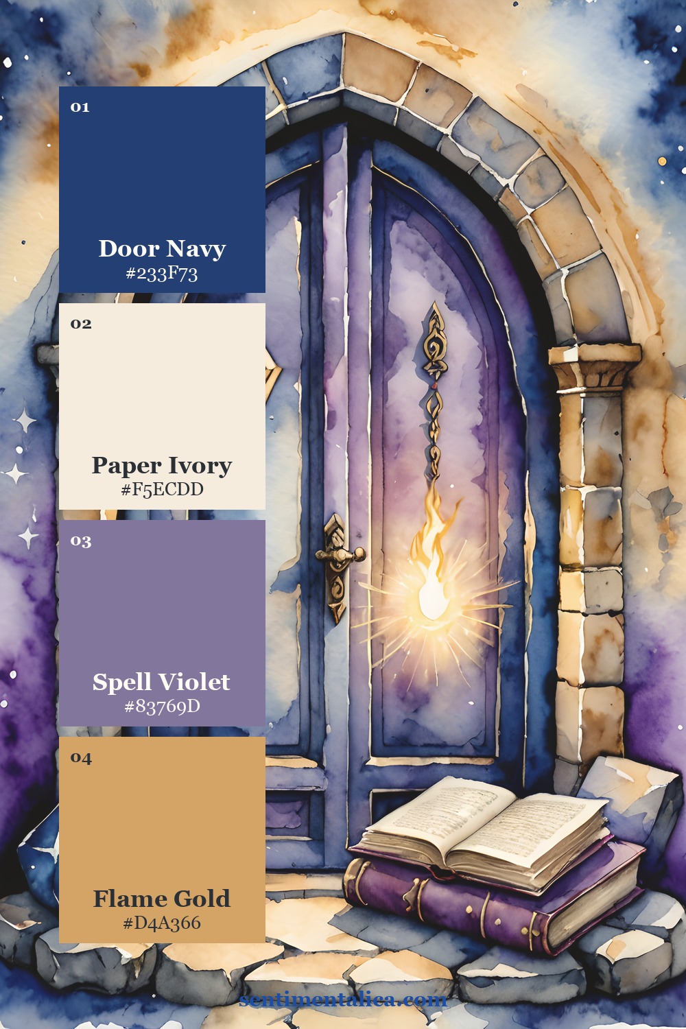 Curated colors drawn from a distinct real Spell Cast watercolor image