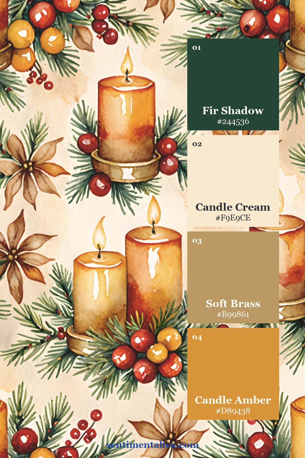 Warm supporting colors selected from another real Christmas artwork page