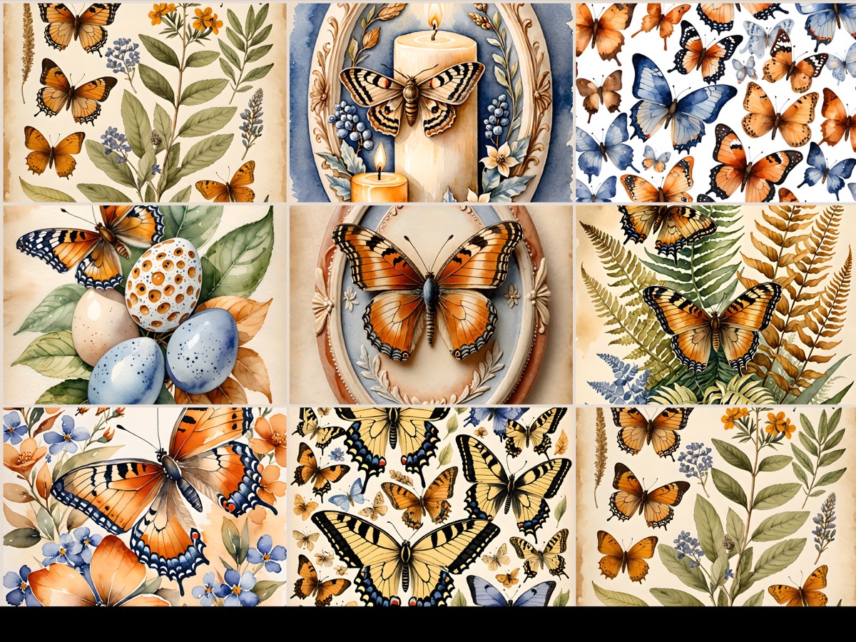 Real Butterfly Study listing page with naturalist ephemera