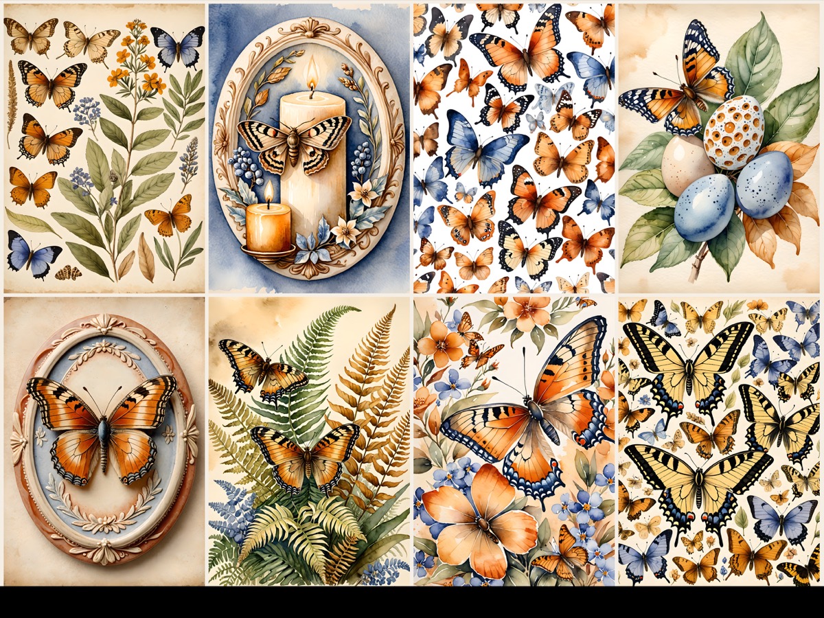 Real Butterfly Study listing composition in soft naturalist colors