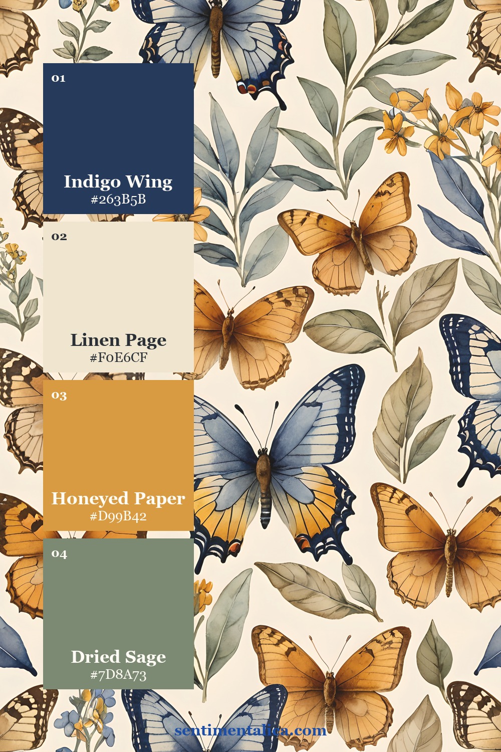 Butterfly Study palette with linen page, honeyed paper, dried grass and golden ochre