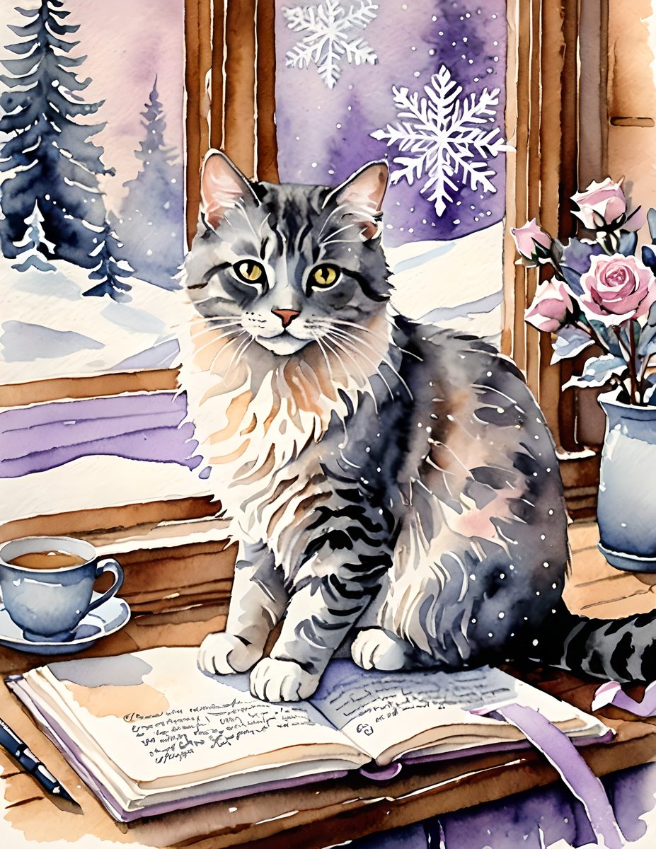 Whisker Bloom antique cat journal page