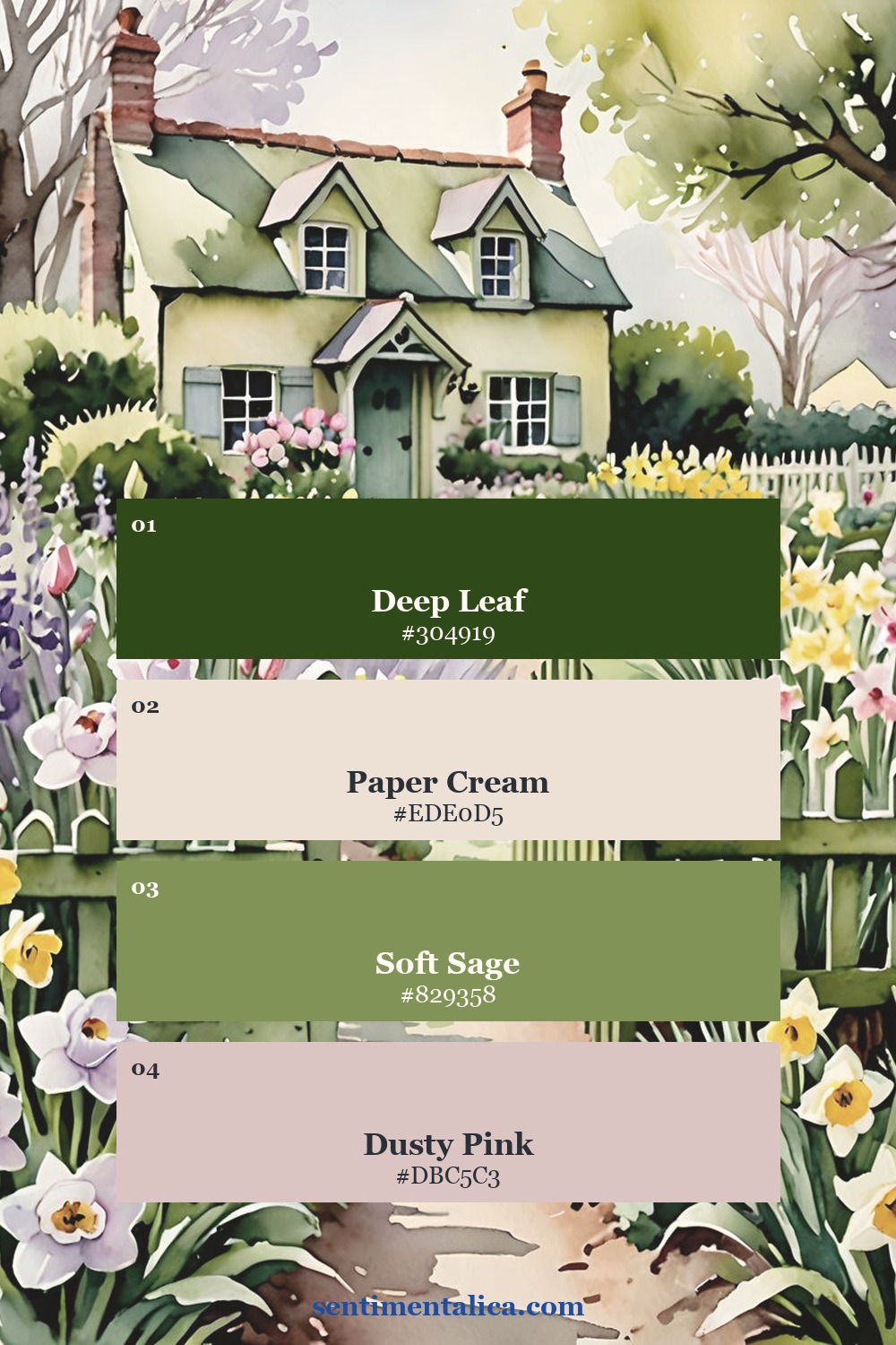 Saveable color palette for cottage rose junk journal palette ideas with square swatches and sentimentalica.com