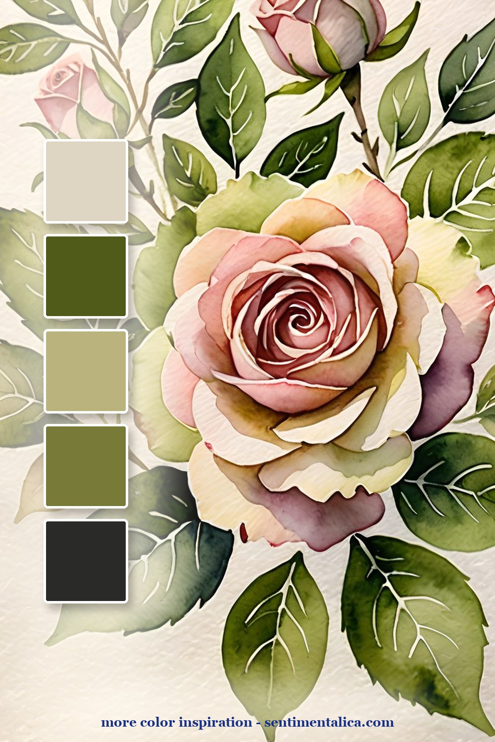 Second showpiece color palette for cottage rose junk journal palette ideas