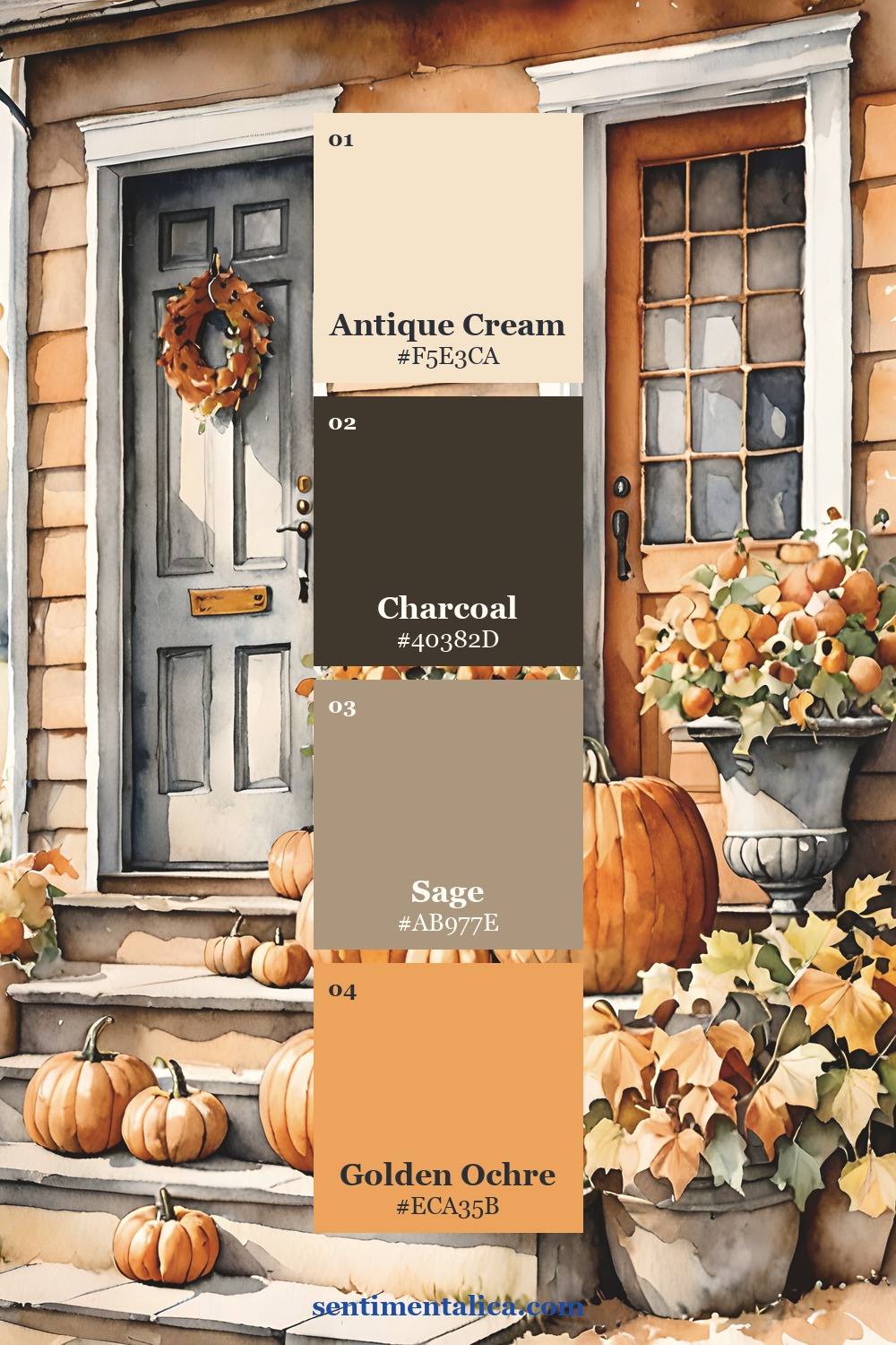 Four-color palette sampled from a Cozy Autumn porch page