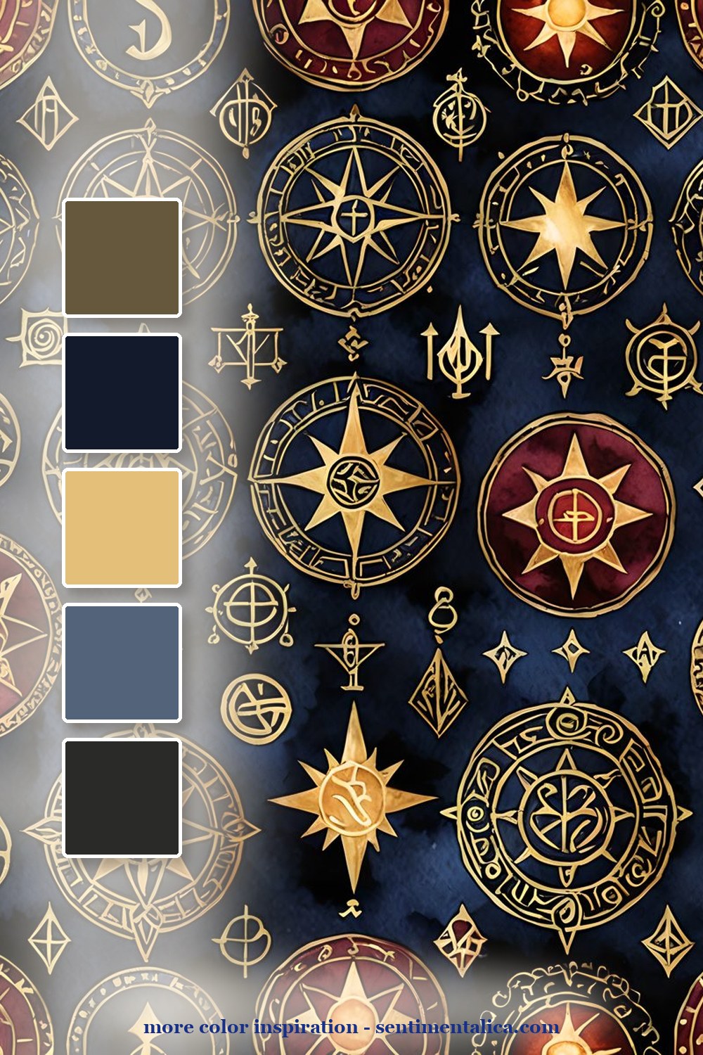 Third showpiece color palette for dark academia journal pages with candlelit color