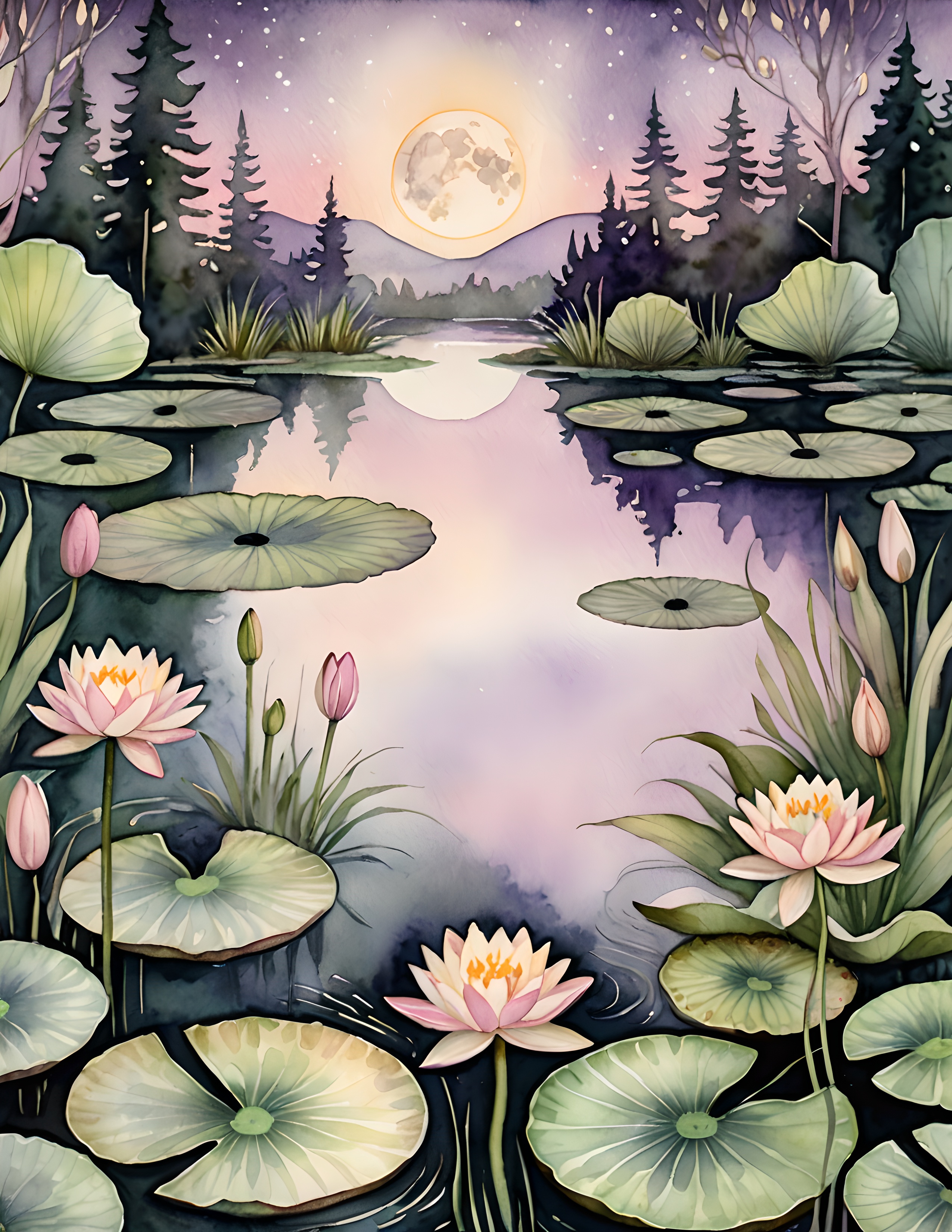 Real Gossamer Fae page with a moonlit lily pond and open sky