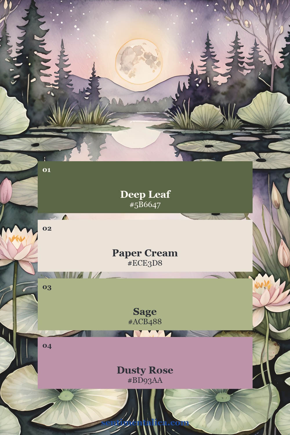 Moonlit fantasy wallpaper palette sampled from a real Gossamer Fae page
