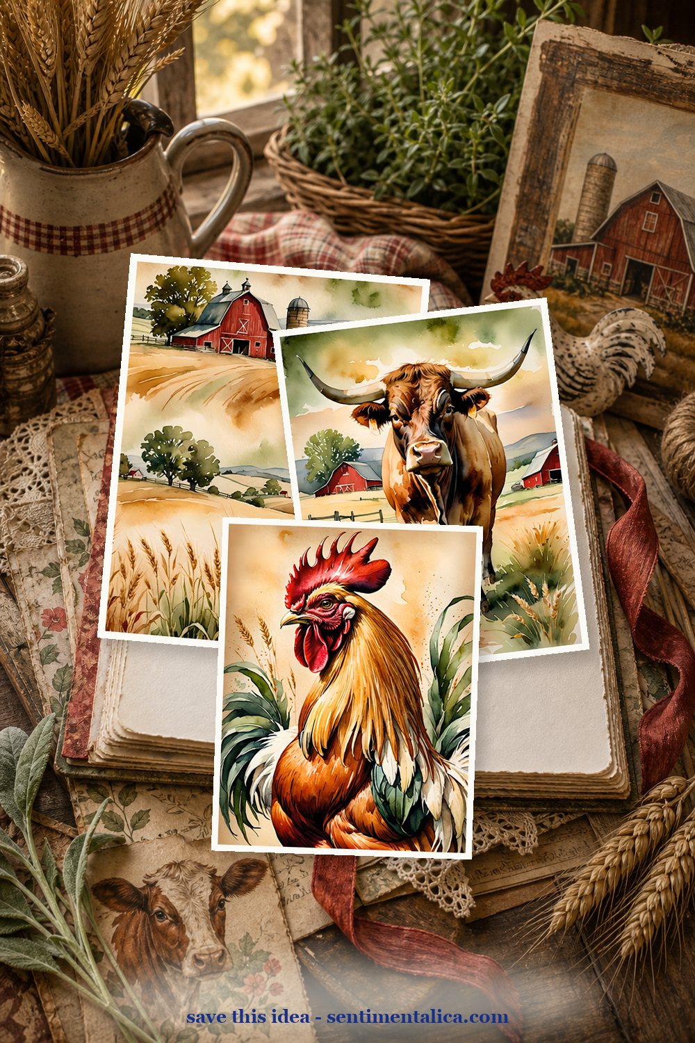 Realistic junk journal process scene inspired by the listing colors