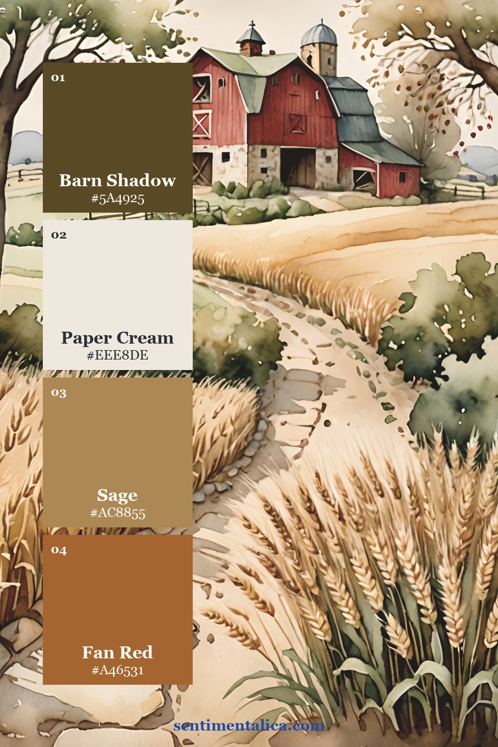 Second showpiece color palette for farmhouse animal journal ideas for country pages