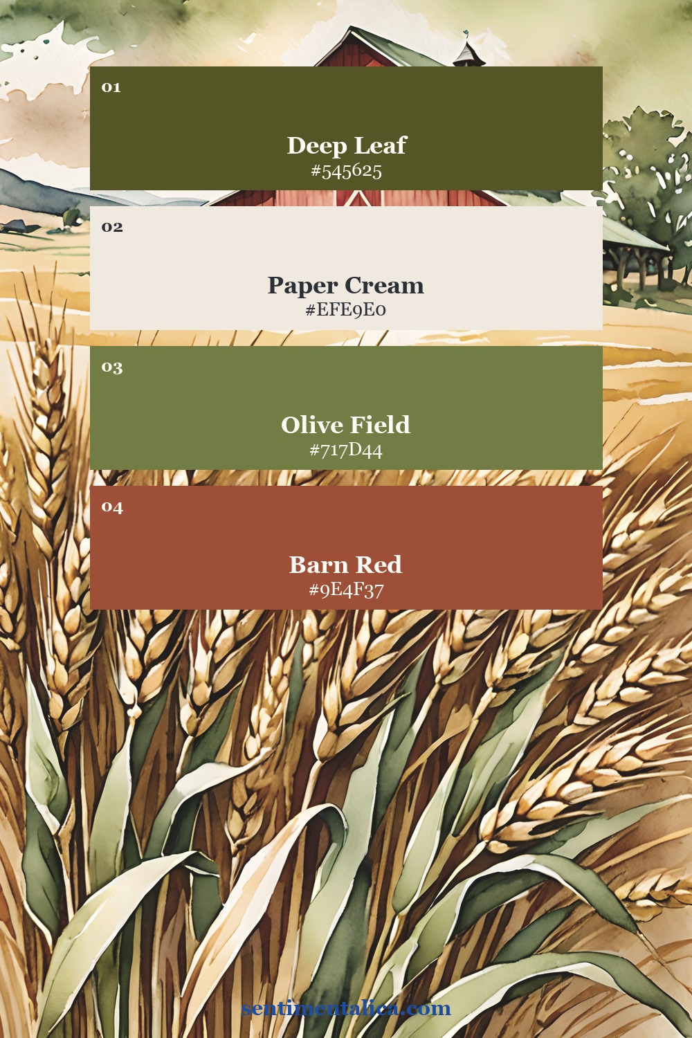 Third showpiece color palette for farmhouse animal journal ideas for country pages