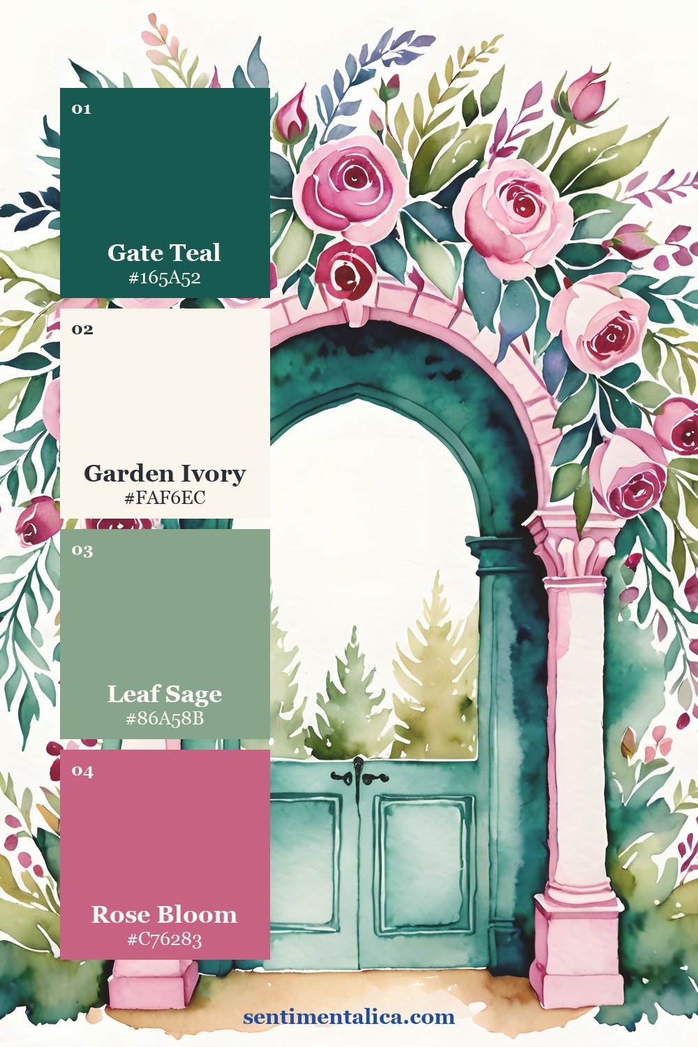 Curated colors drawn from a distinct real Folk Bloom watercolor image