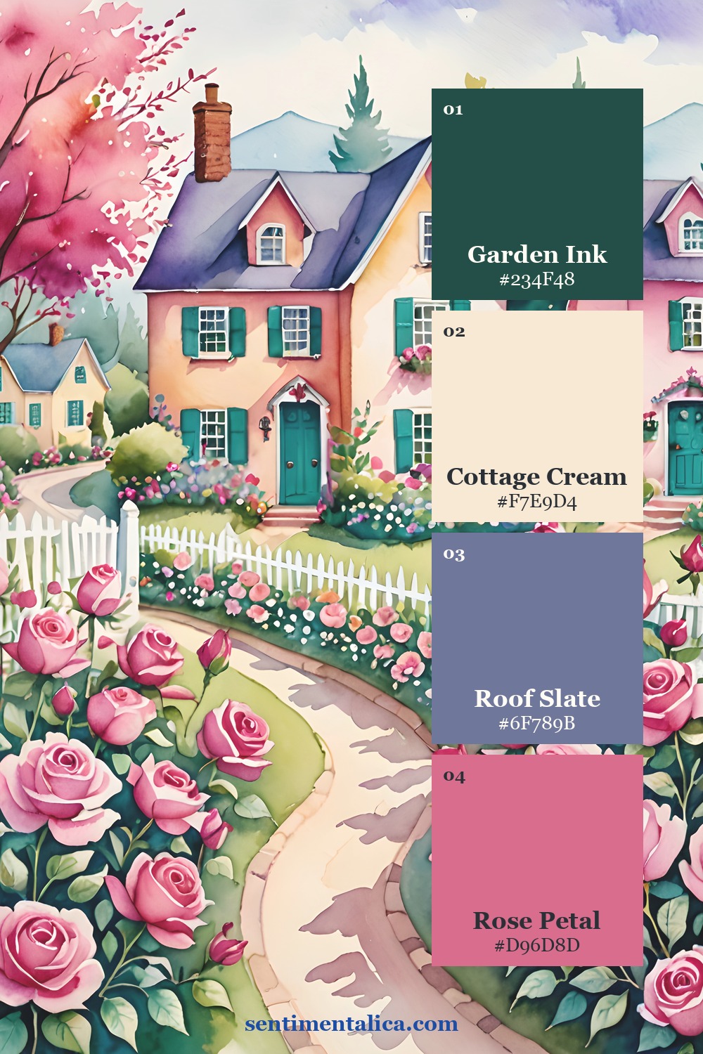 Curated colors drawn from a distinct real Folk Bloom watercolor image