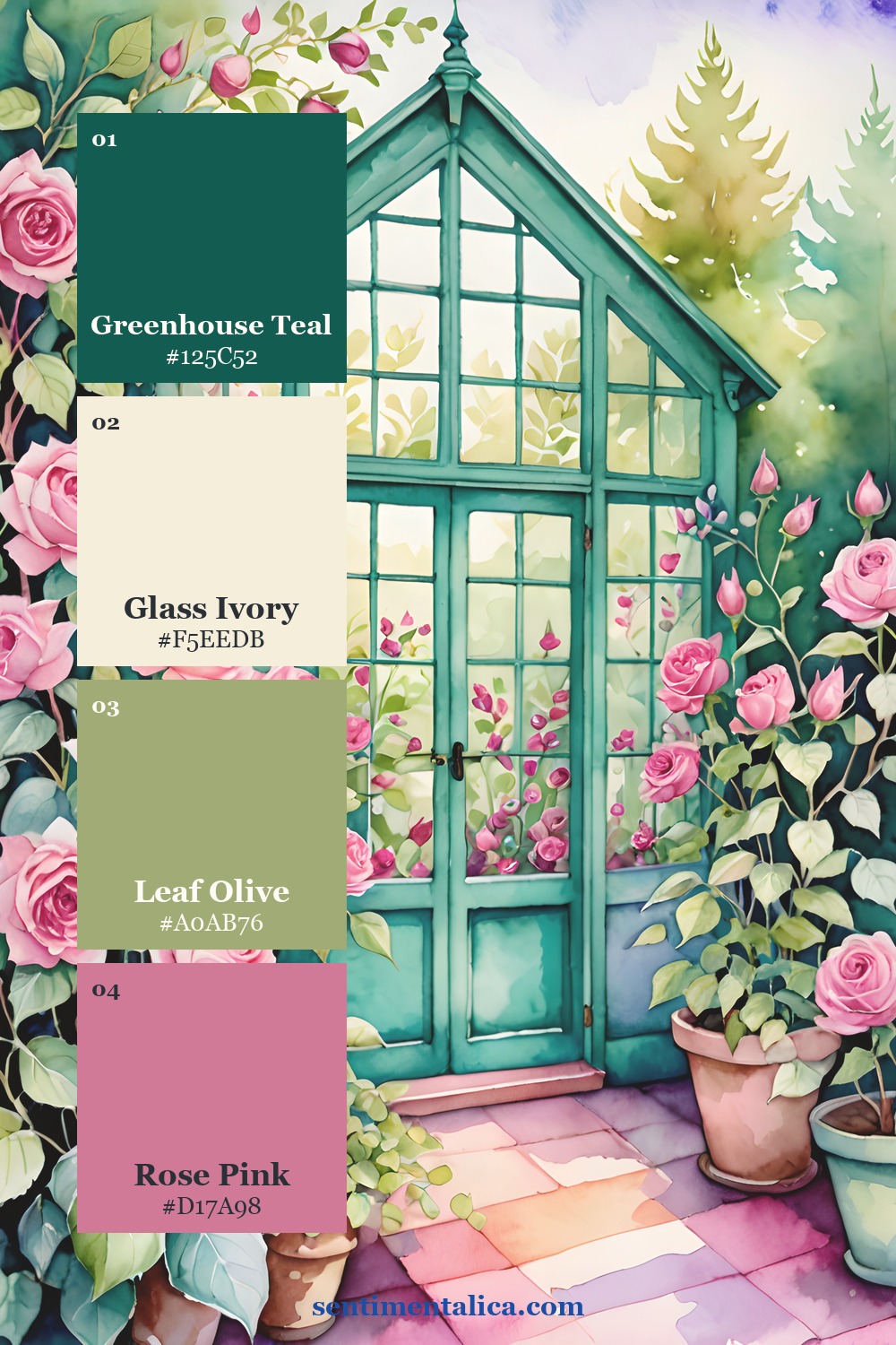 Curated colors drawn from a distinct real Folk Bloom watercolor image