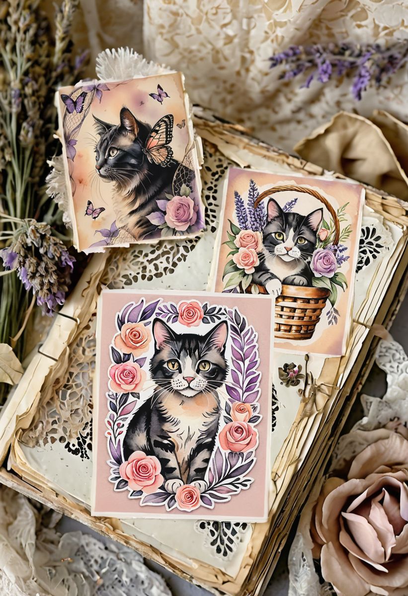 printed pages from the collection styled among journal layers