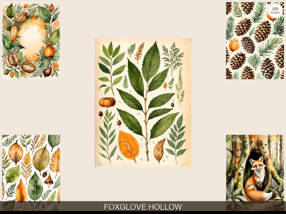 Real Foxglove Hollow listing composition in parchment and moss