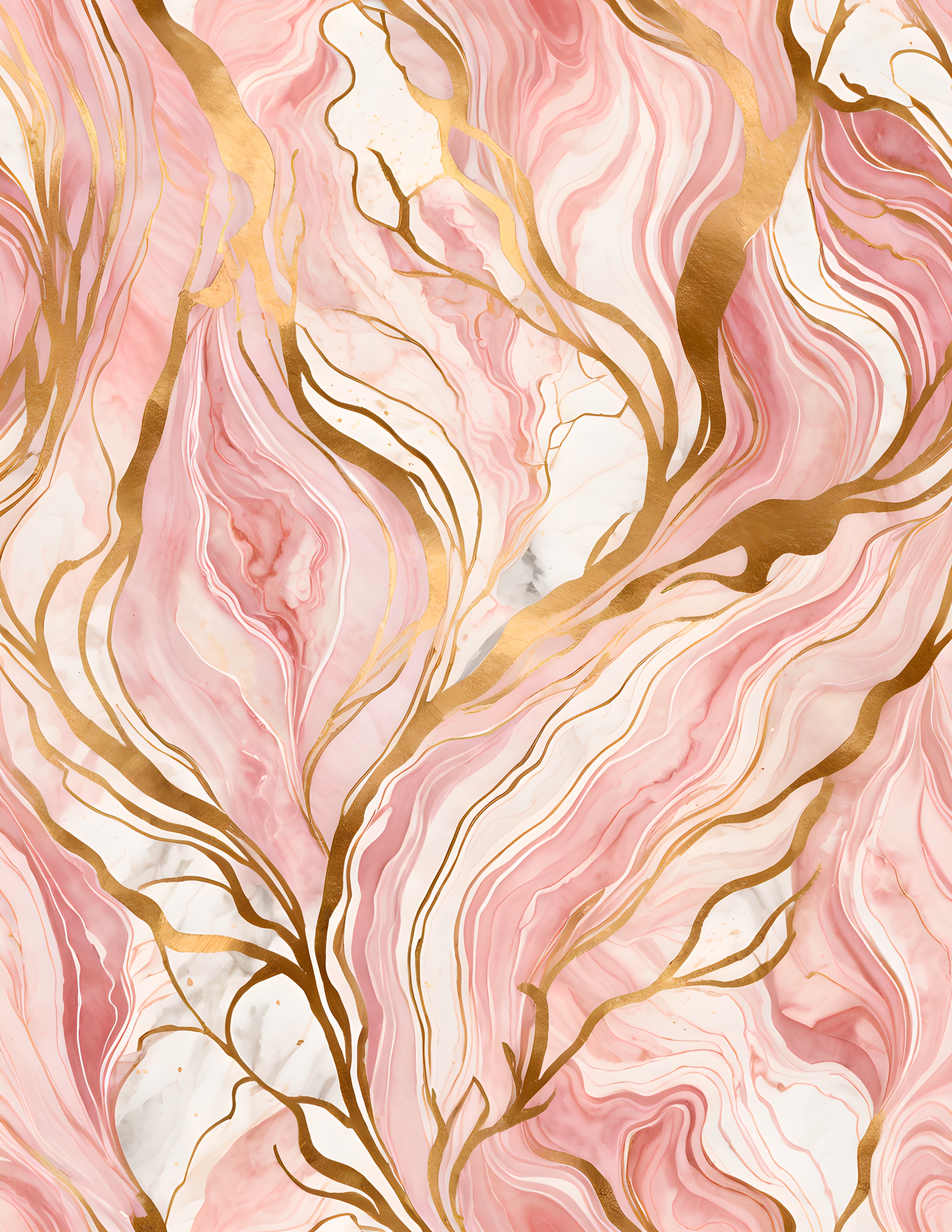 Authentic Gilded Blush pink marbled watercolor page