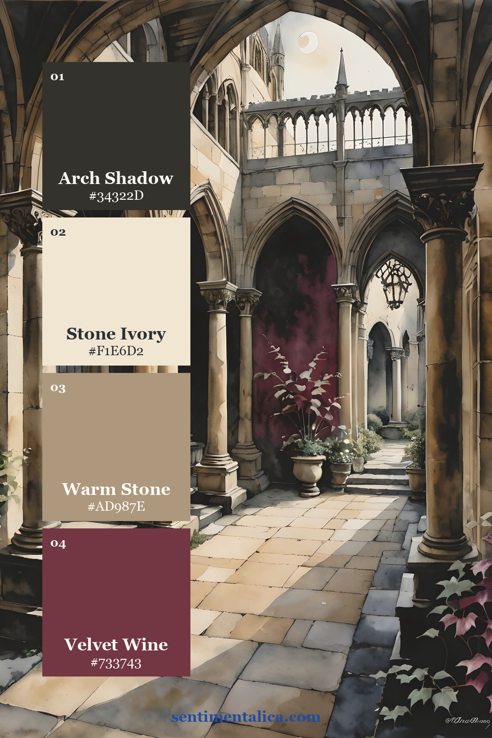 Curated colors drawn from a distinct real Dark Manor watercolor image