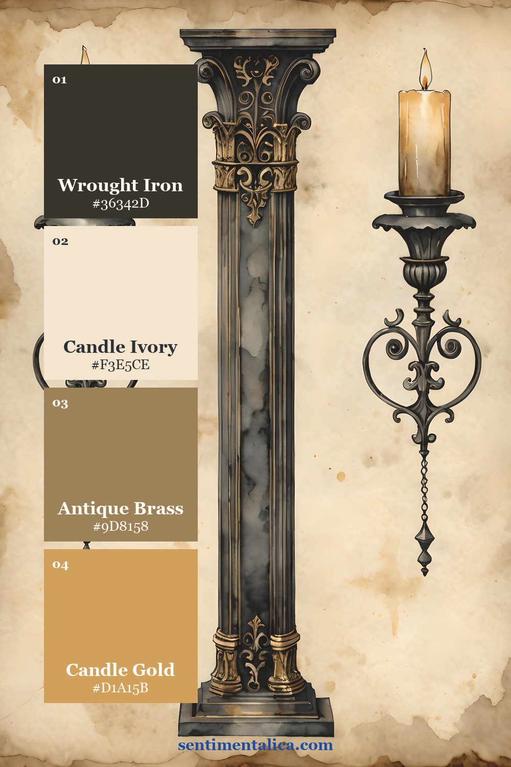 Curated colors drawn from a distinct real Dark Manor watercolor image