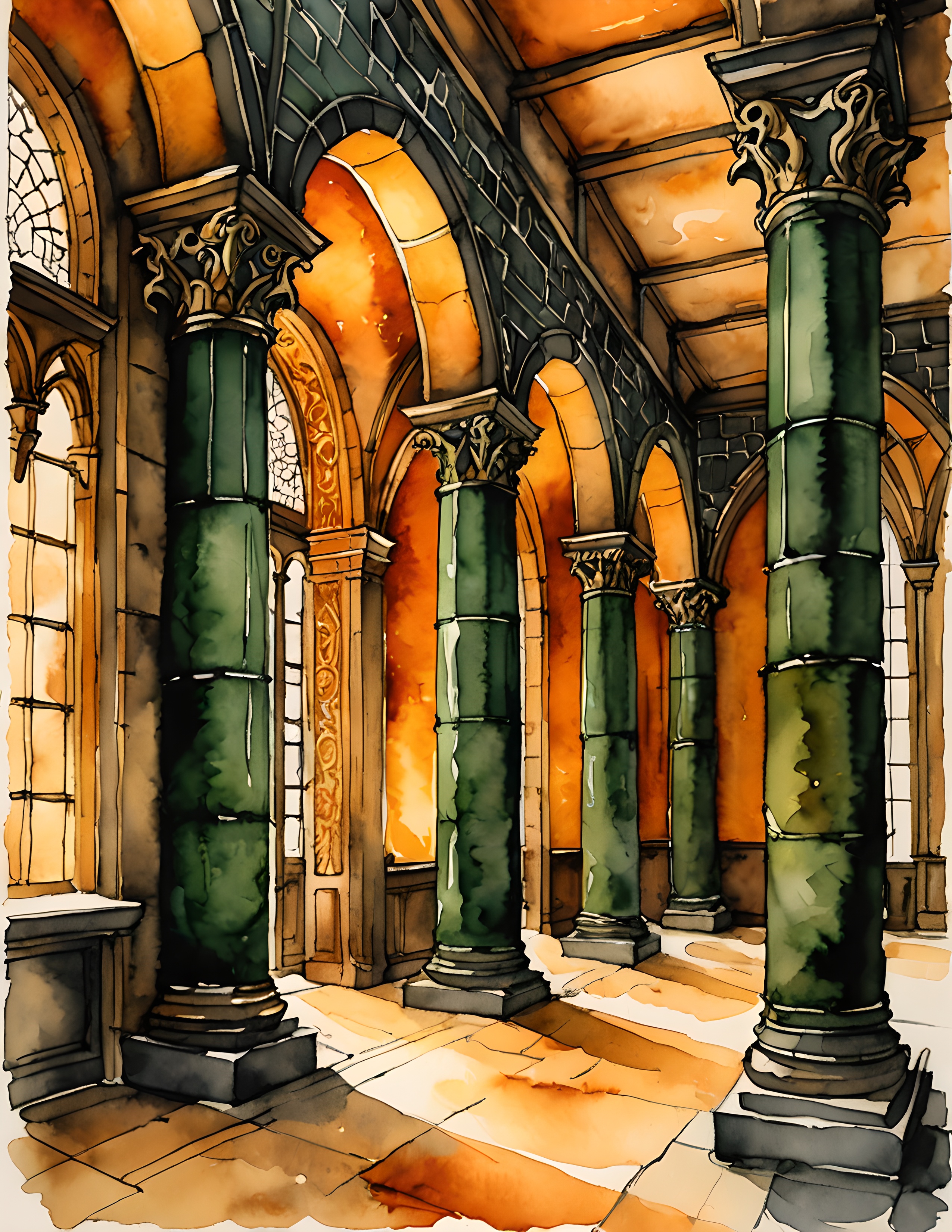 Firelit architectural page from the Dragon Fire image pack