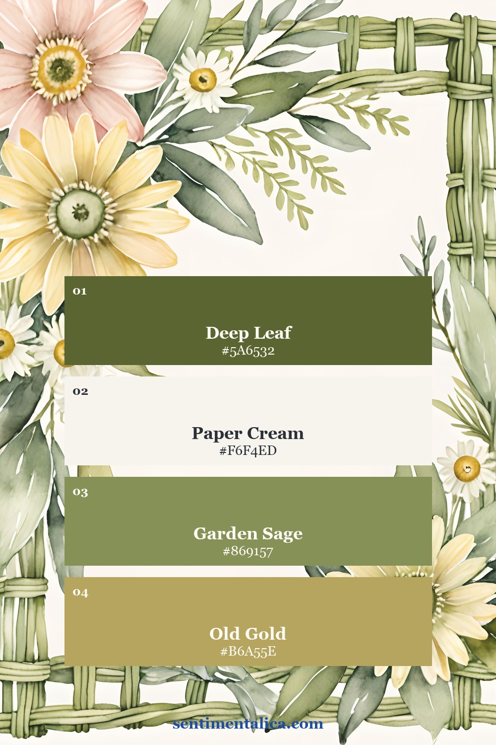 Tea-garden palette sampled from a real Morning Trellis printable page
