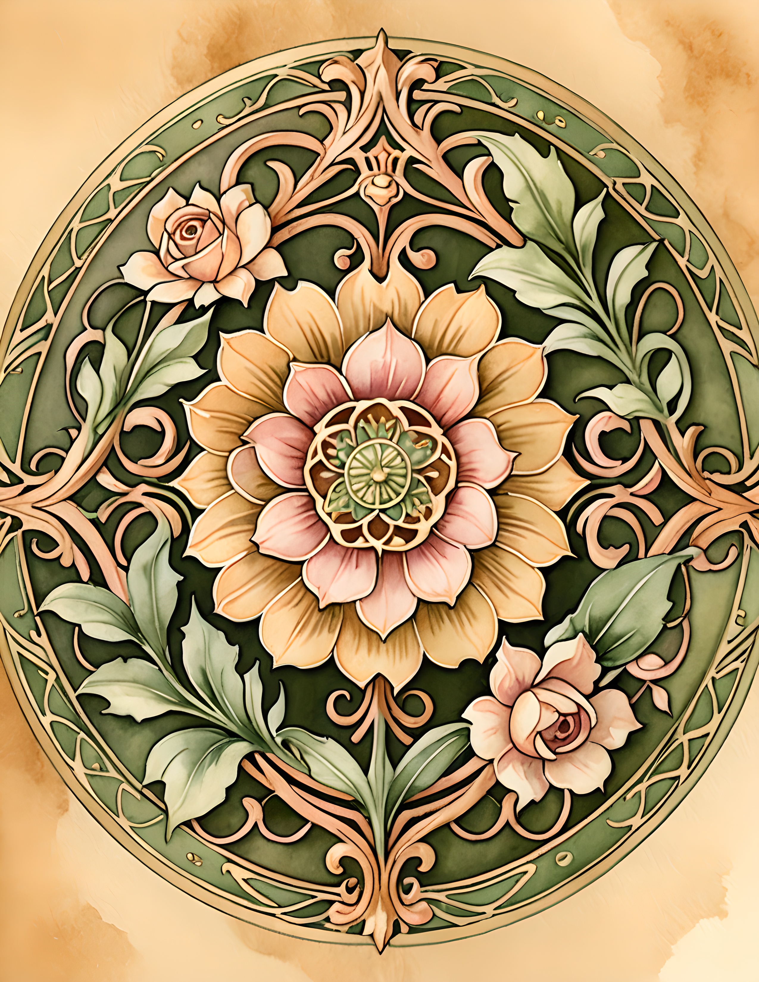 Ornamental floral page from the Nouveau Goddess image pack