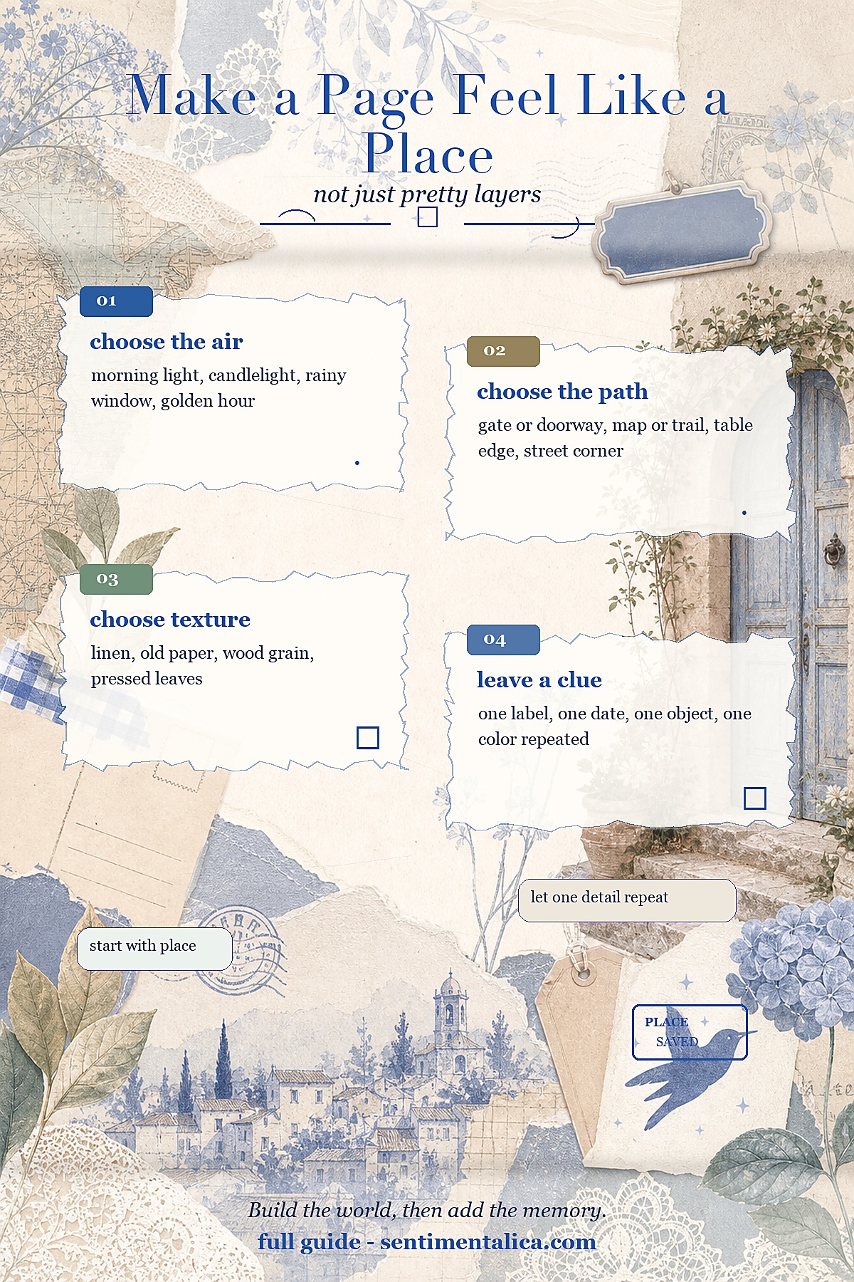Infographic about making a journal page feel like a place