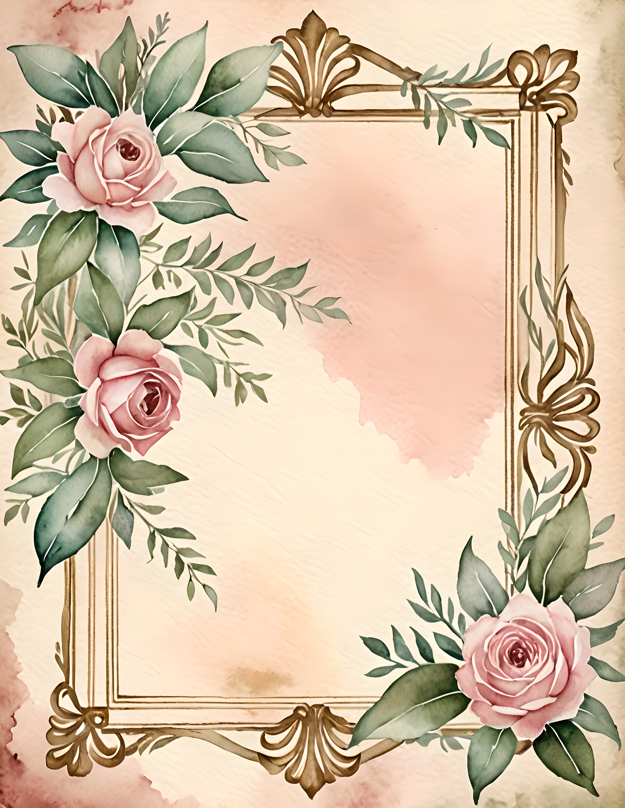 Real Rose Cottage page with a faded rose frame and room for journaling