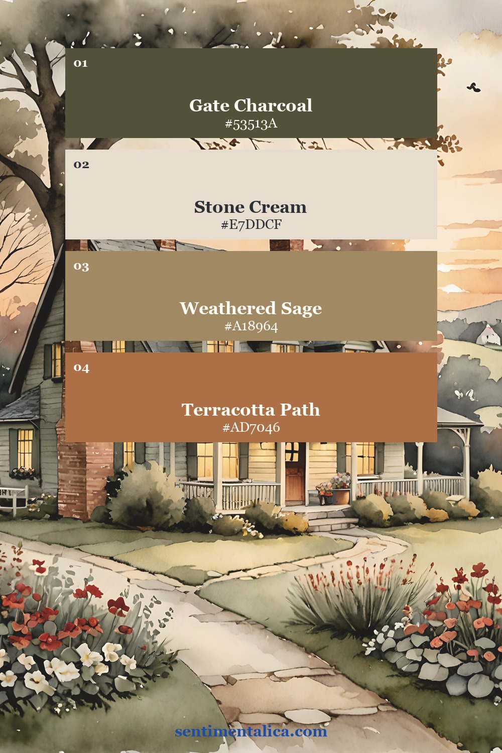 Garden Gate cottage palette sampled from a real printable page