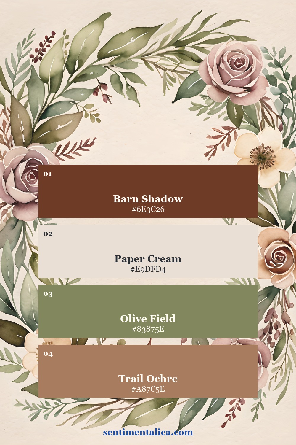 Pressed botanical palette sampled from a real Pressed Bloom page