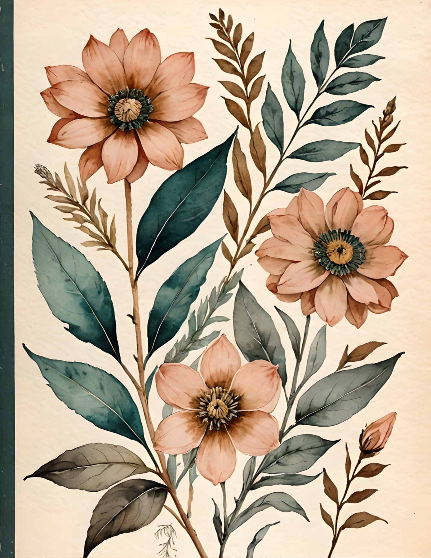 Sugar Scrawl printable page with cream teal and coral botanicals
