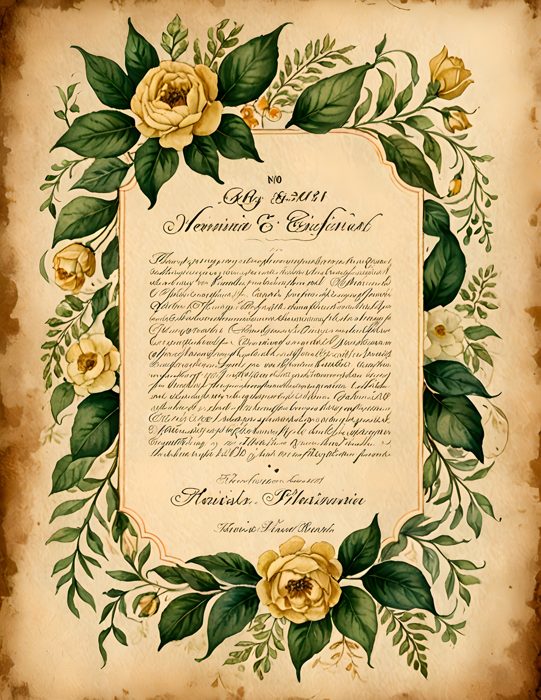 Vintage floral writing panel from the free floral picture collection