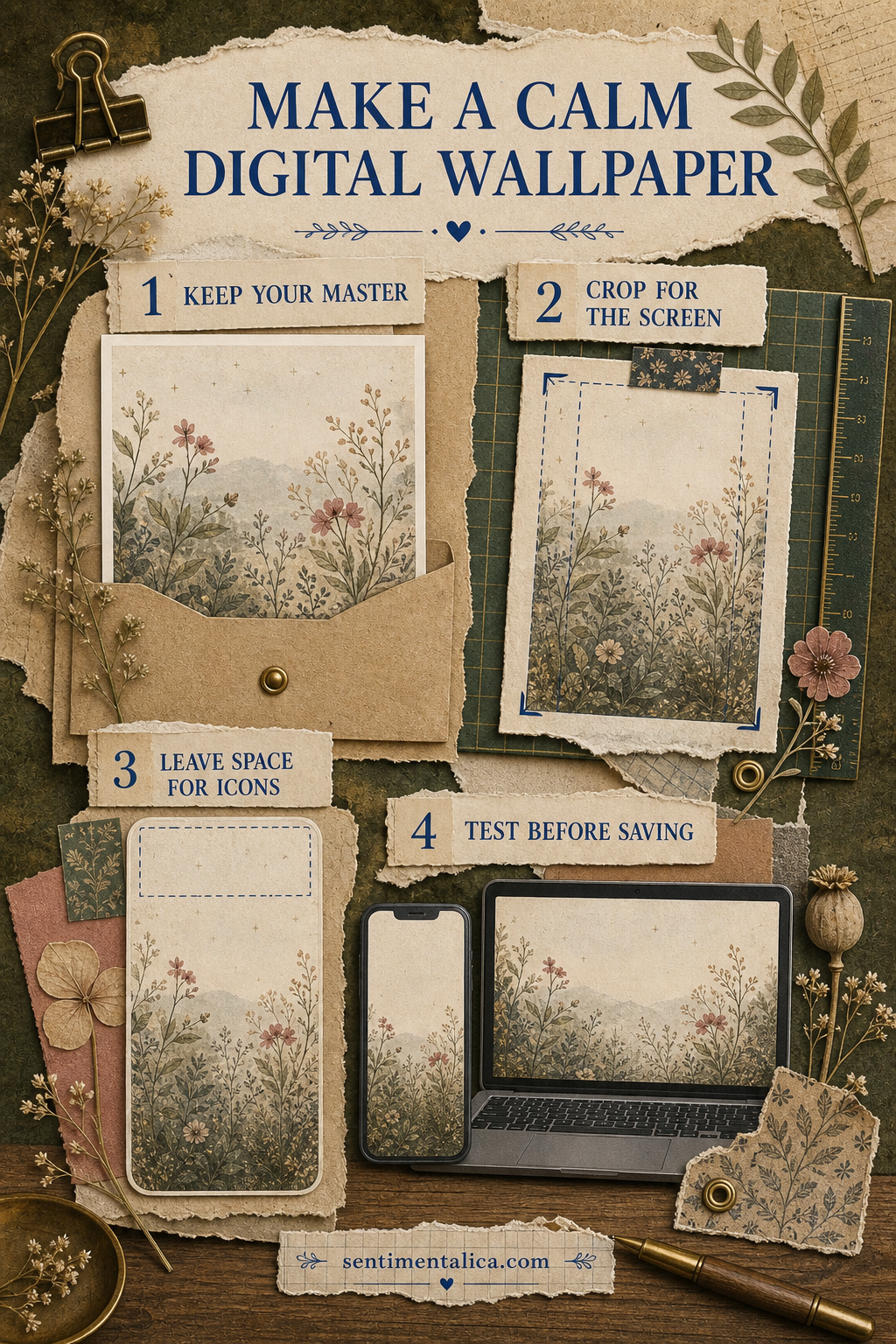 Four-step guide to making a calm digital wallpaper from printable art