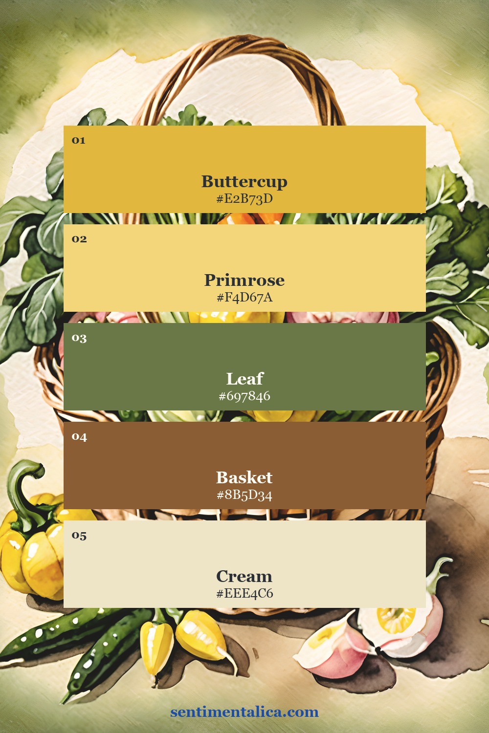 Primrose cottage palette sampled from a real Primrose Dell printable page