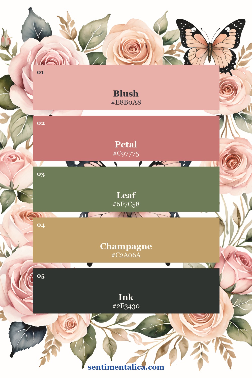 Blush rose palette sampled from a real Pastel Dusk printable page