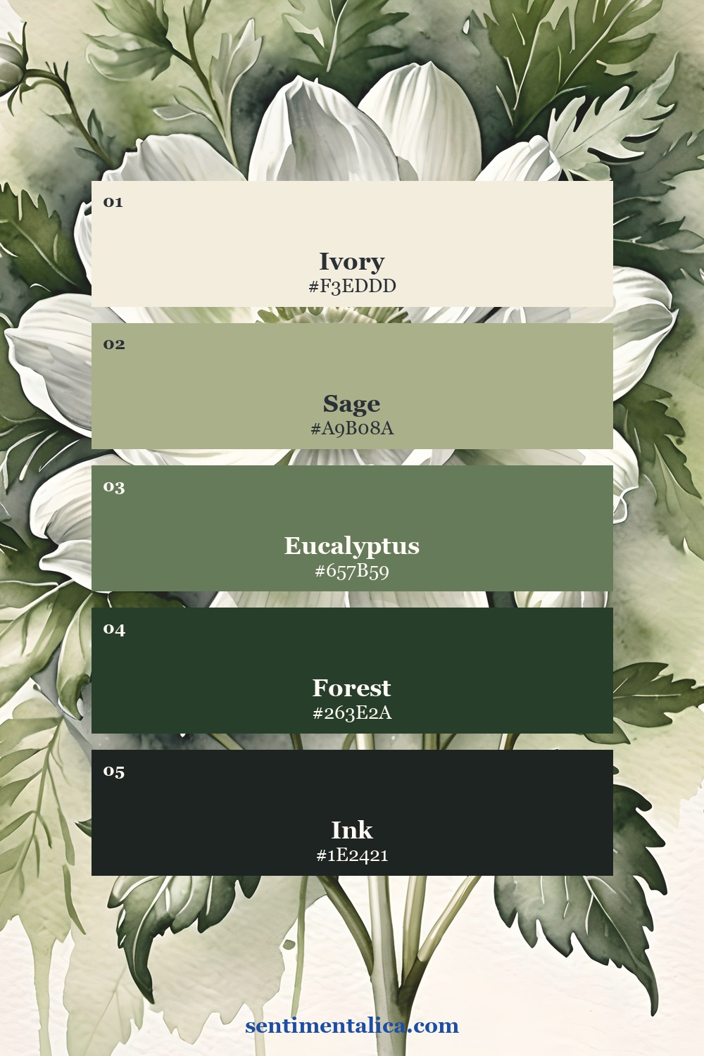Sage botanical palette sampled from a real Silk Promise printable page