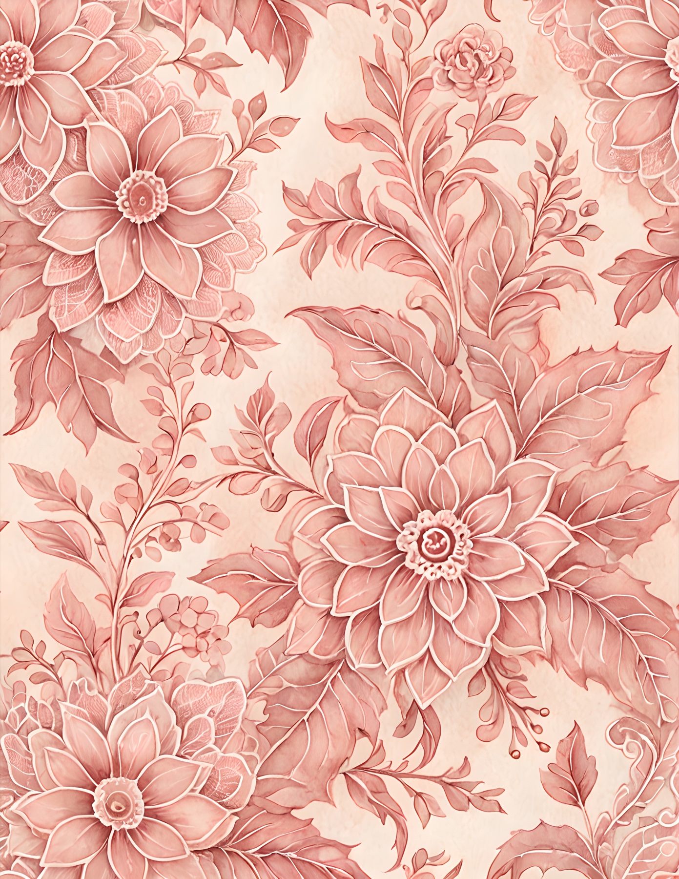 Pastel Dusk all-over blush floral printable pattern