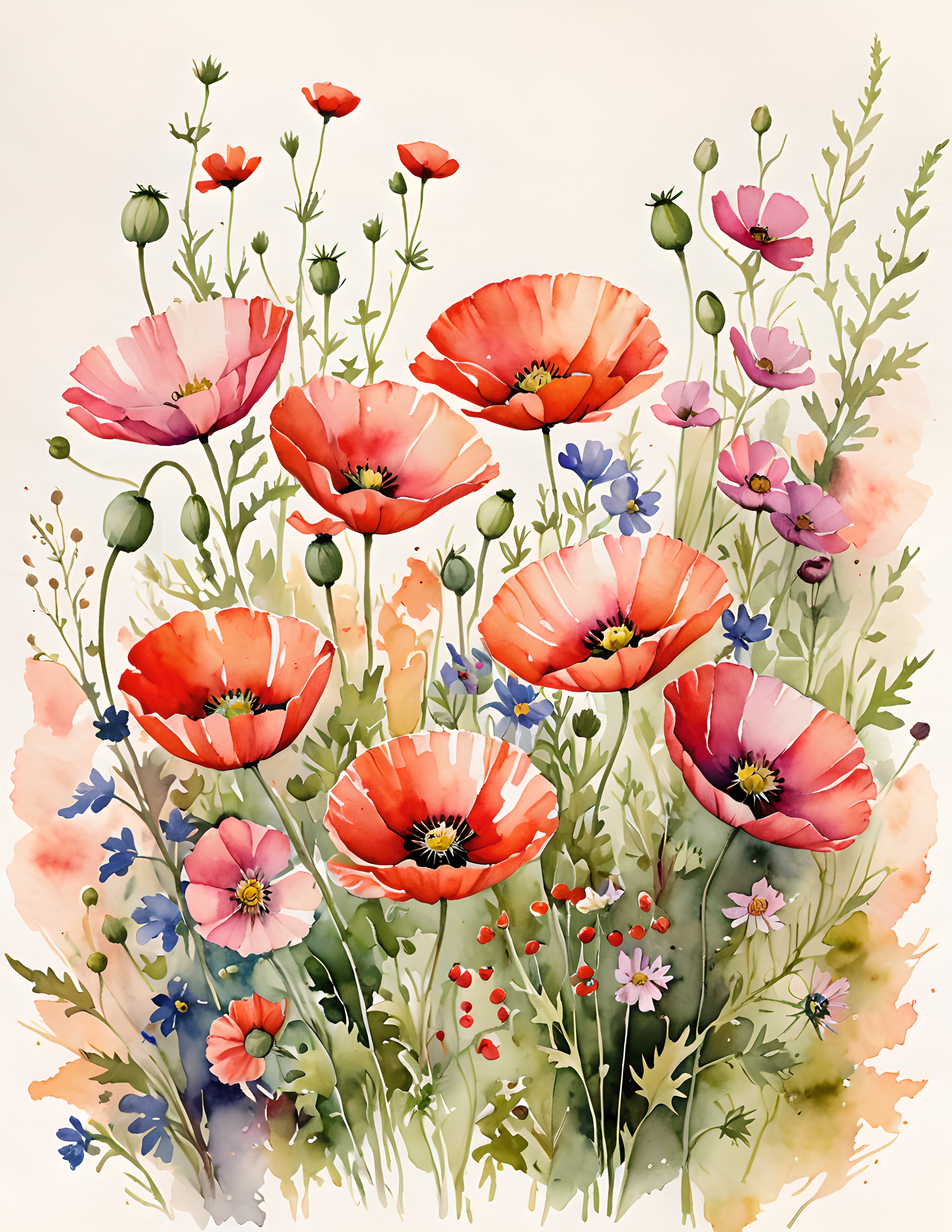 Real Wild Bloom page showing coral poppies and meadow flowers against warm cream
